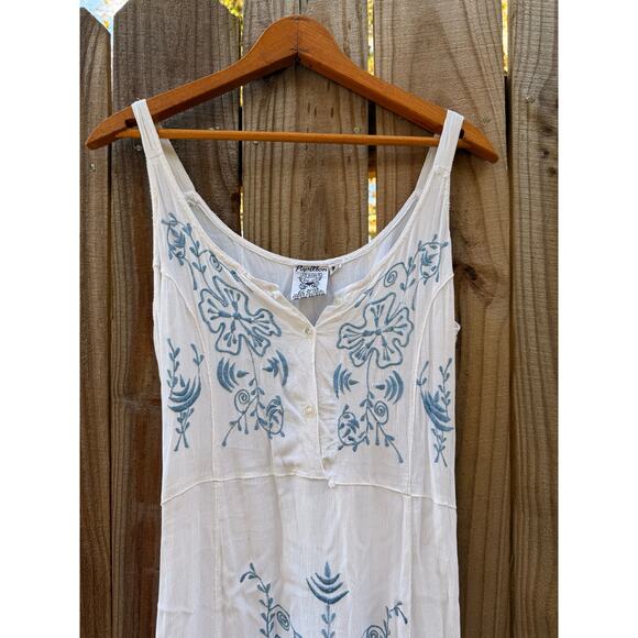 Y2K Coastal Cowboy White Embroidered Maxi Dress - Picture 7 of 9